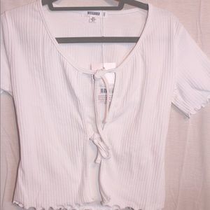 Missguided White Tie-Front Top